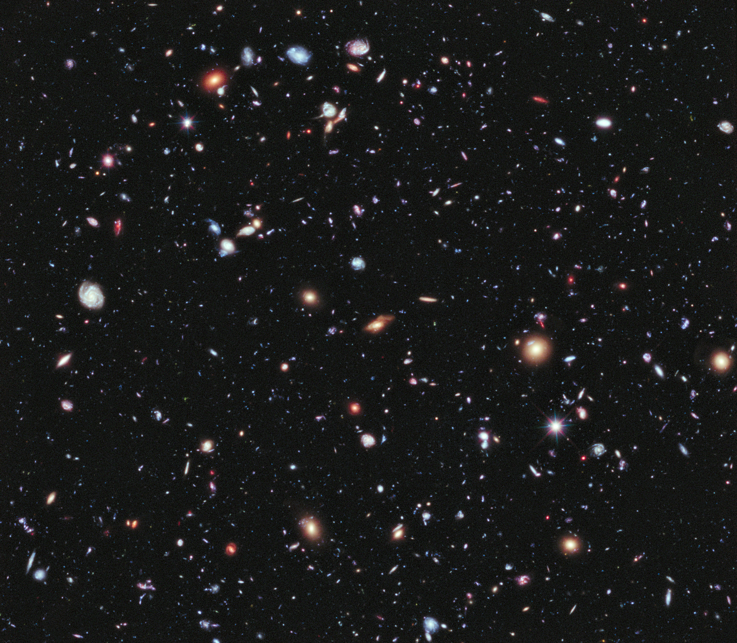 The Hubble Ultra Deep Field is an image of a small area of space in the constellation Fornax, created using Hubble Space Telescope data from 2003-04.